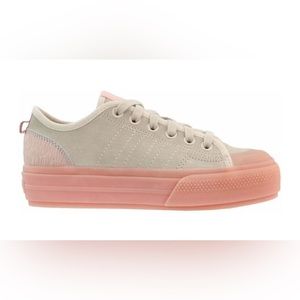 Adidas Nizza Platform neutral blush suede/ pink sole. W7.5